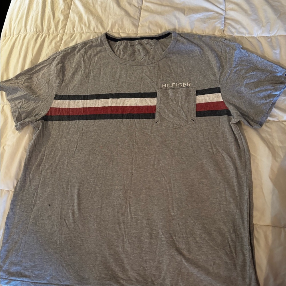 Tommy Hilfiger Gray Tee with Stripes